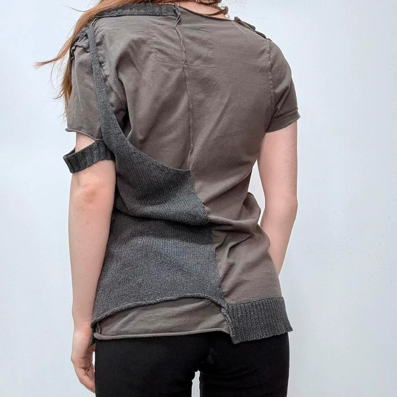 asymmetric ribbed patchwork allsaints top