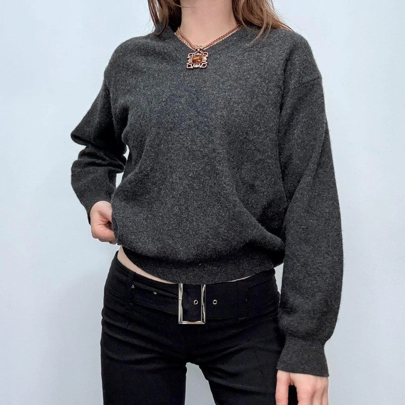 grey slouchy wool knitted jumper