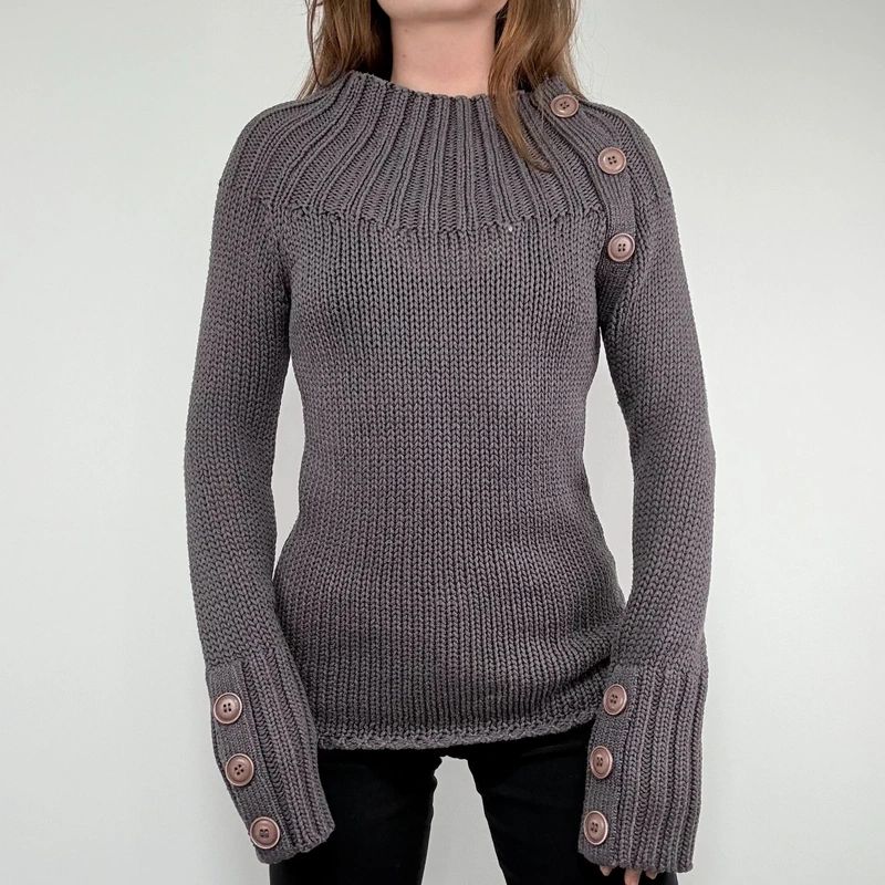 chunky knit ribbed funnel neck jumper