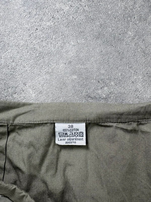 khaki layered pleated ruffle cotton maxi skirt