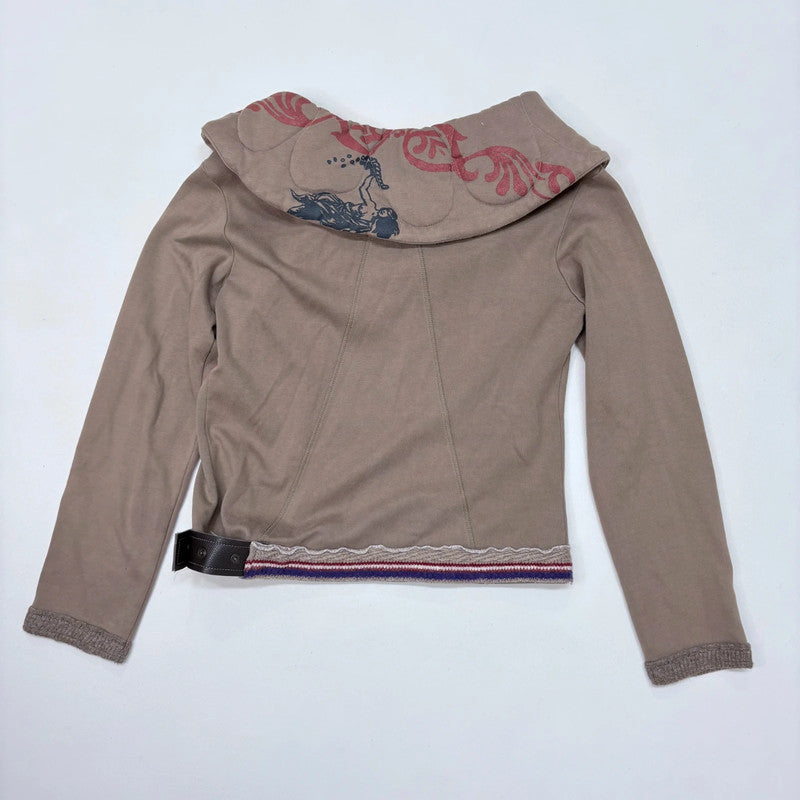 brown quilted collar structured asymmetric jacket