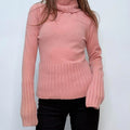pink cashmere high neck jumper