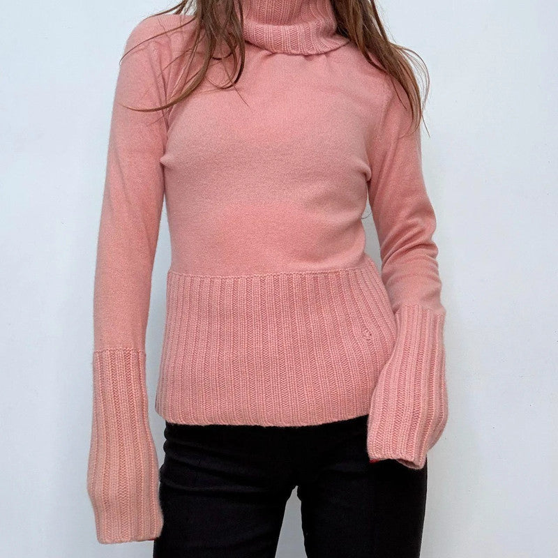pink cashmere high neck jumper
