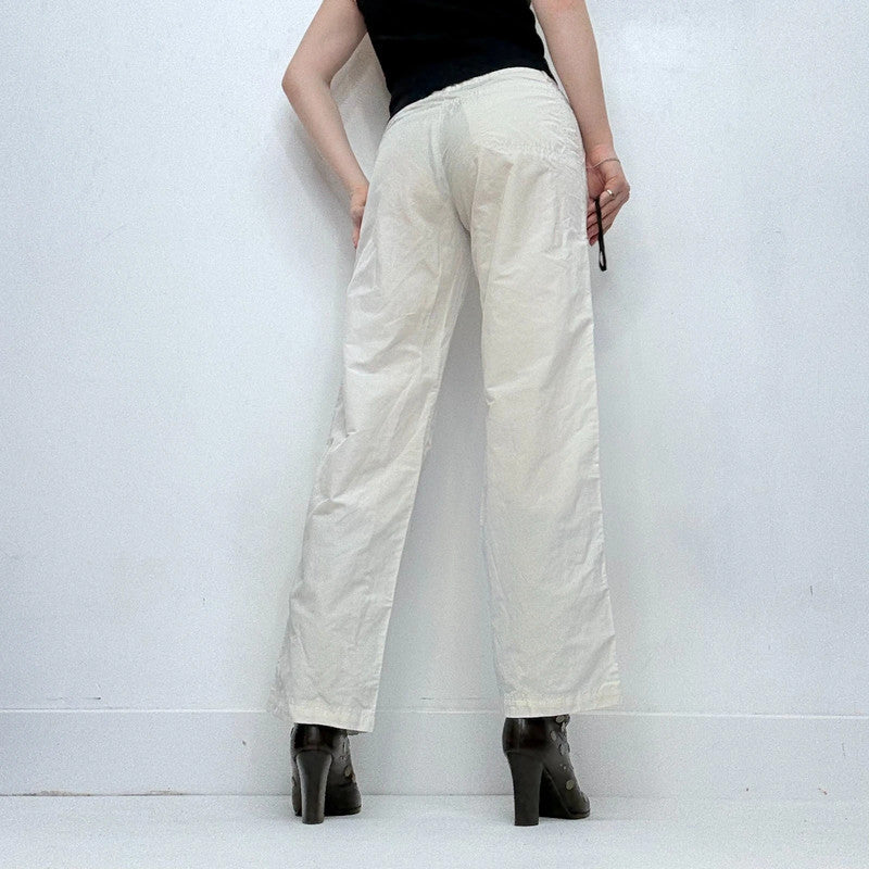 white straight leg utility trousers