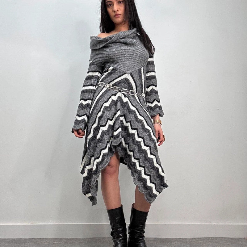 knitted slouchy wool dress