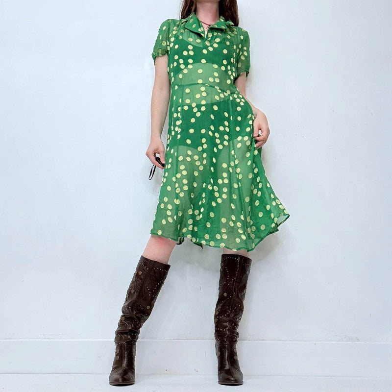 sheer green polkadot sun dress