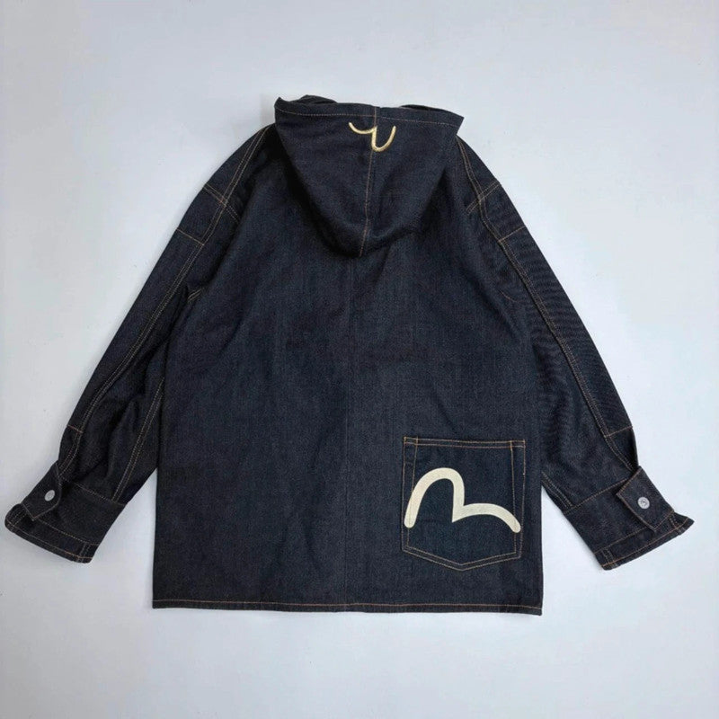 salvage dark-denim Evisu zip hoodie jacket