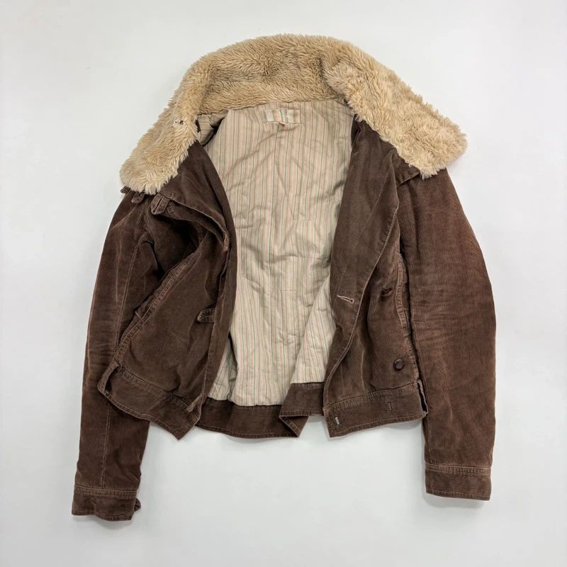 asymmetric brown cord jacket