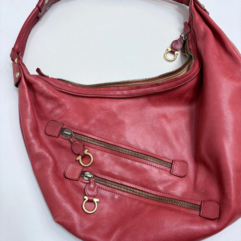 red leather slouchy boho Salvatore Ferragamo bag