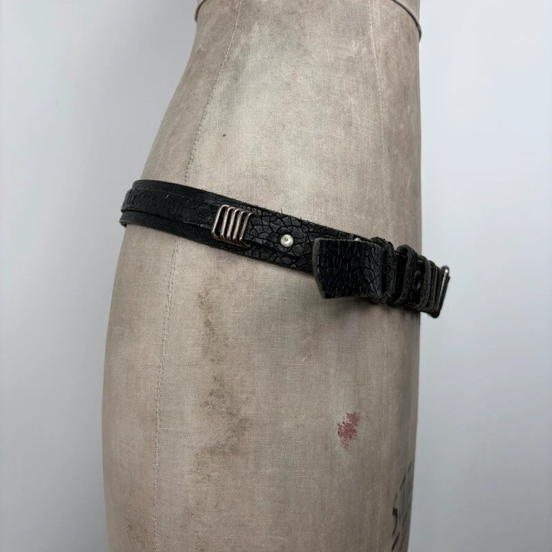 black leather eyelet cargo grunge belt