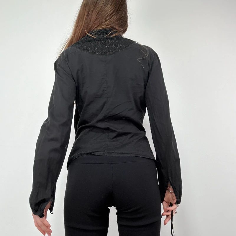 Black Flared Lace Shirt