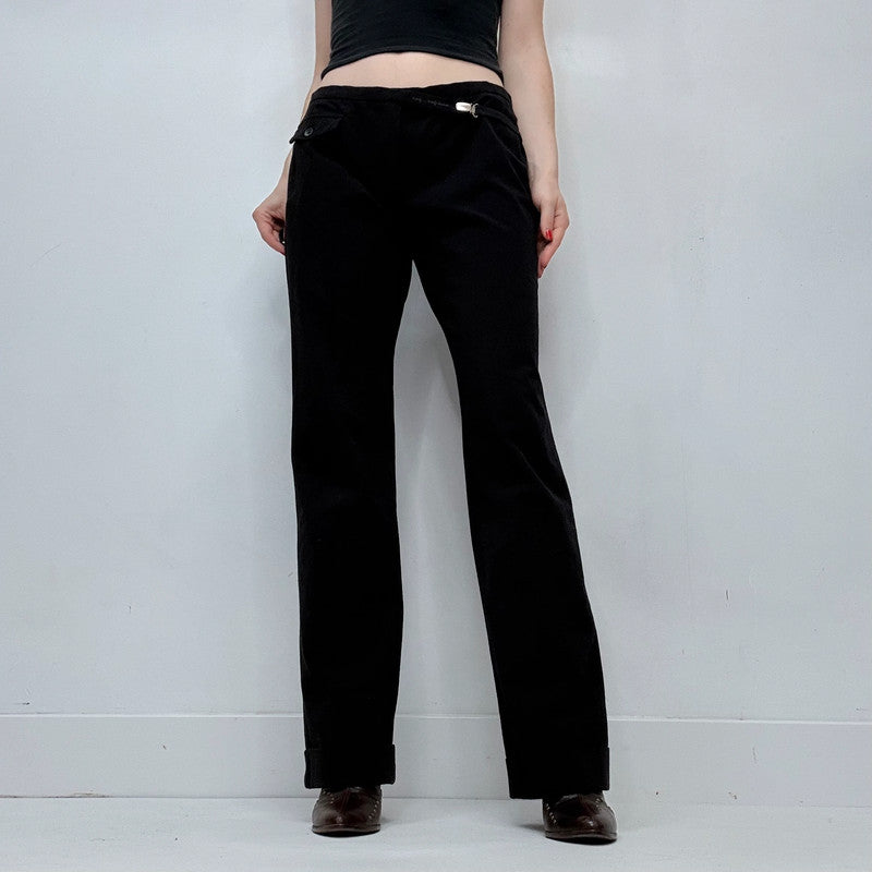 black cop copine suspender detailed trousers