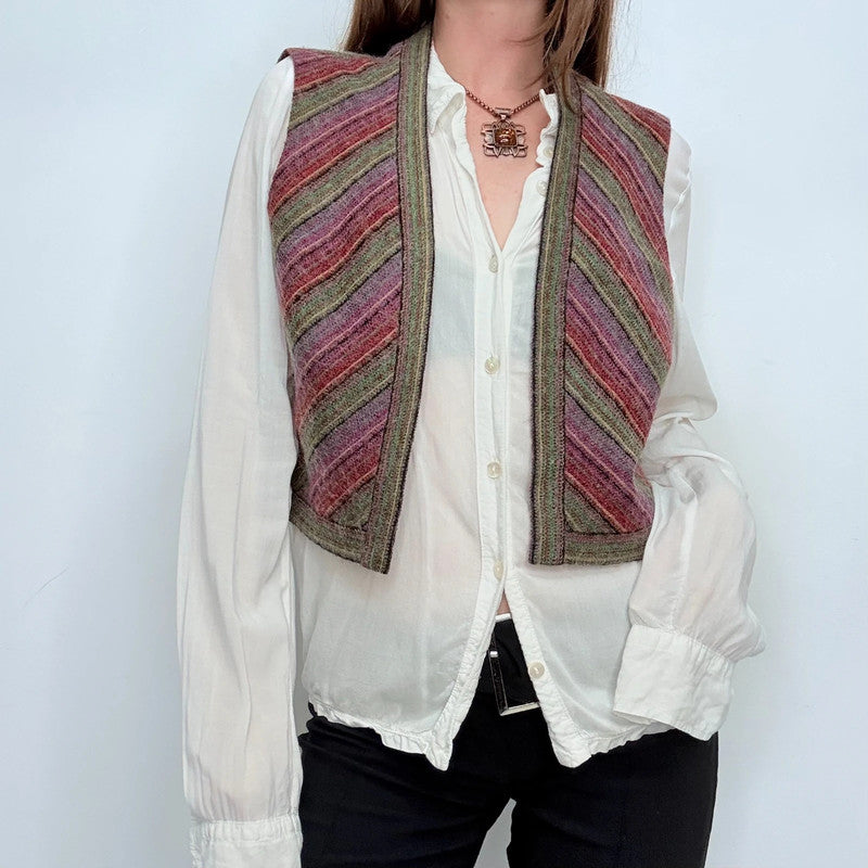 boho wool tapestry cropped waistcoat