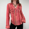 Pinstripe Sheer Flared cotton Cargo Shirt