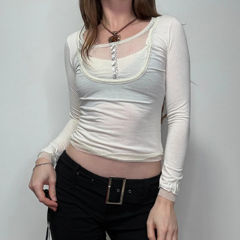 white layered lace t-shirt