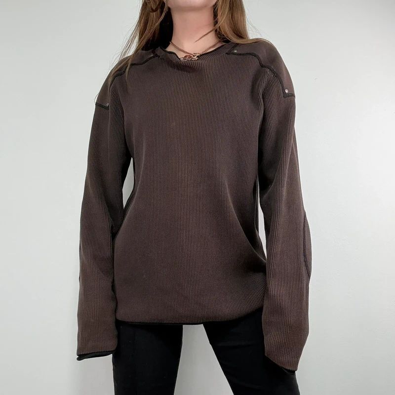 chunky knit brown ribbed jumper