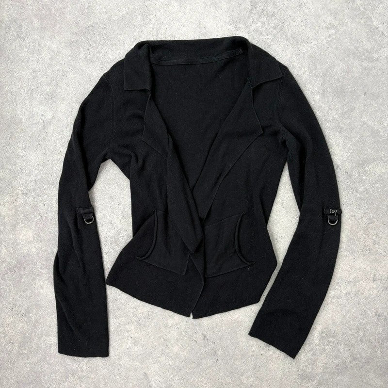 Black cop copine utility cardigan