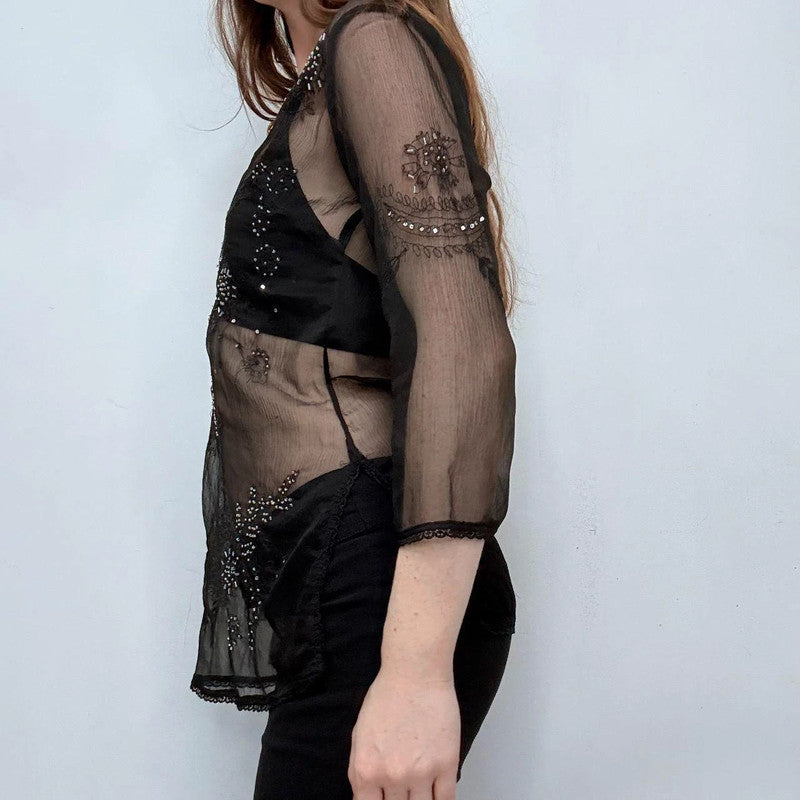 sheer silk flared flutter gothic fairy shirt