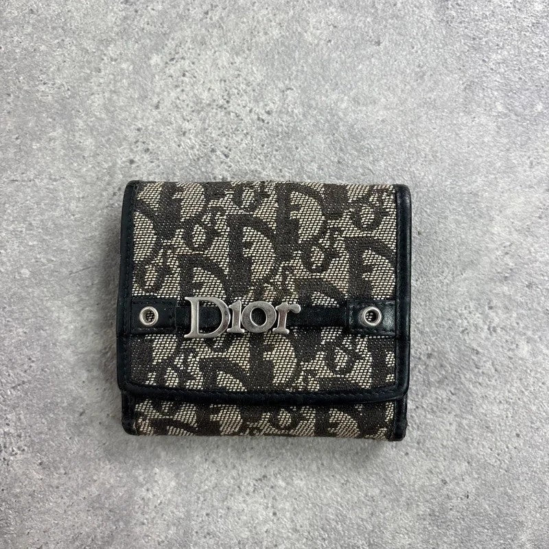 Vintage Dior monogram oblique canvas tri-fold wallet