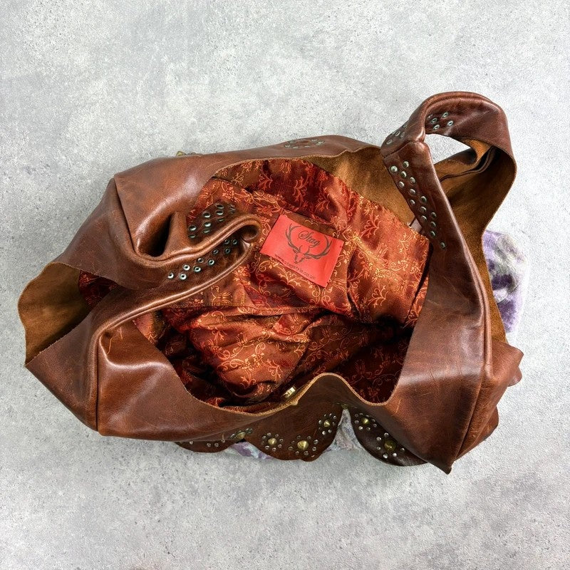 Boho patchwork studded hippy slouchy oversized bag