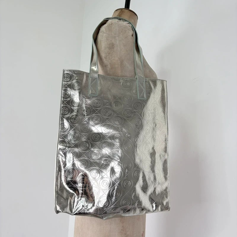 Silver metallic kenzo logo tote bag