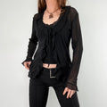 sheer black flutter ruffle top