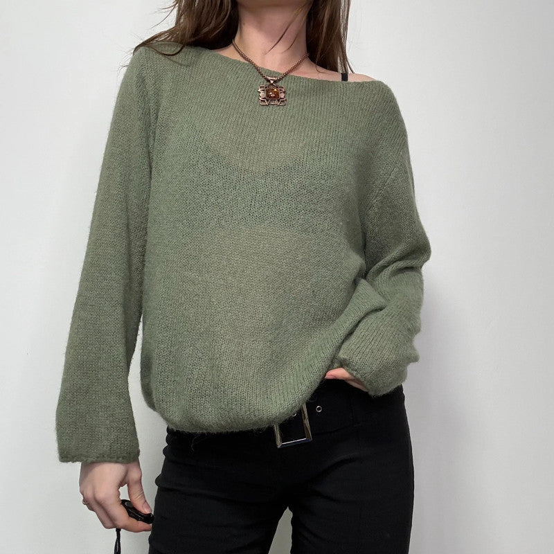 oversized slouchy green mohair jumper