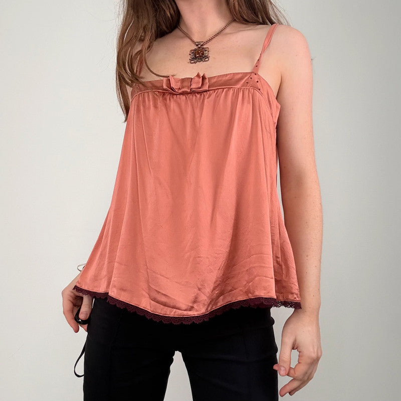pink silk pleated flared vest