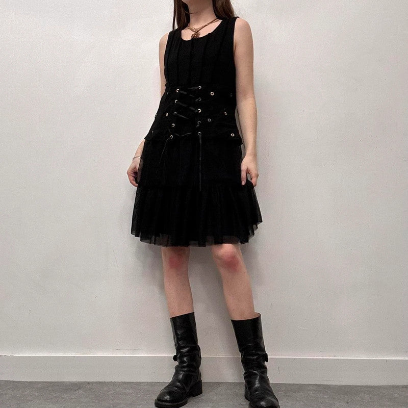 black corset grunge eyelet dress
