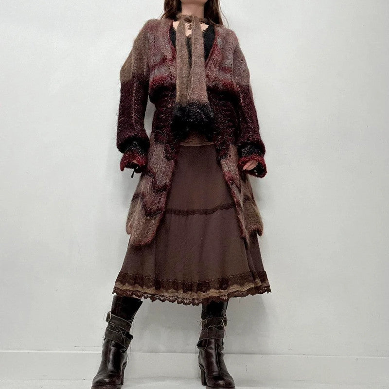 sheer mohair knit long cardigan