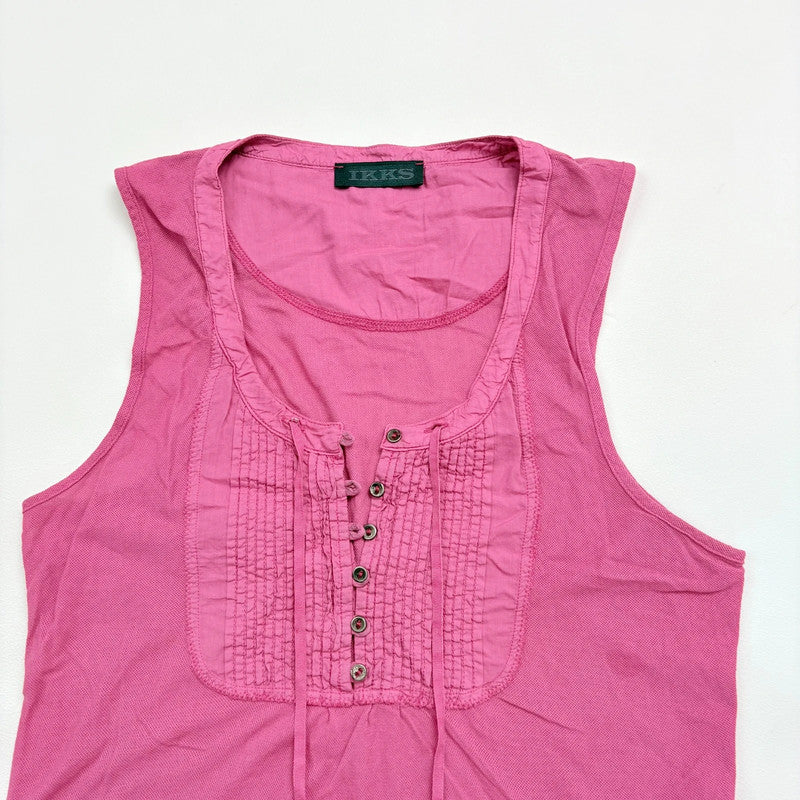 pink pleated flutter vest