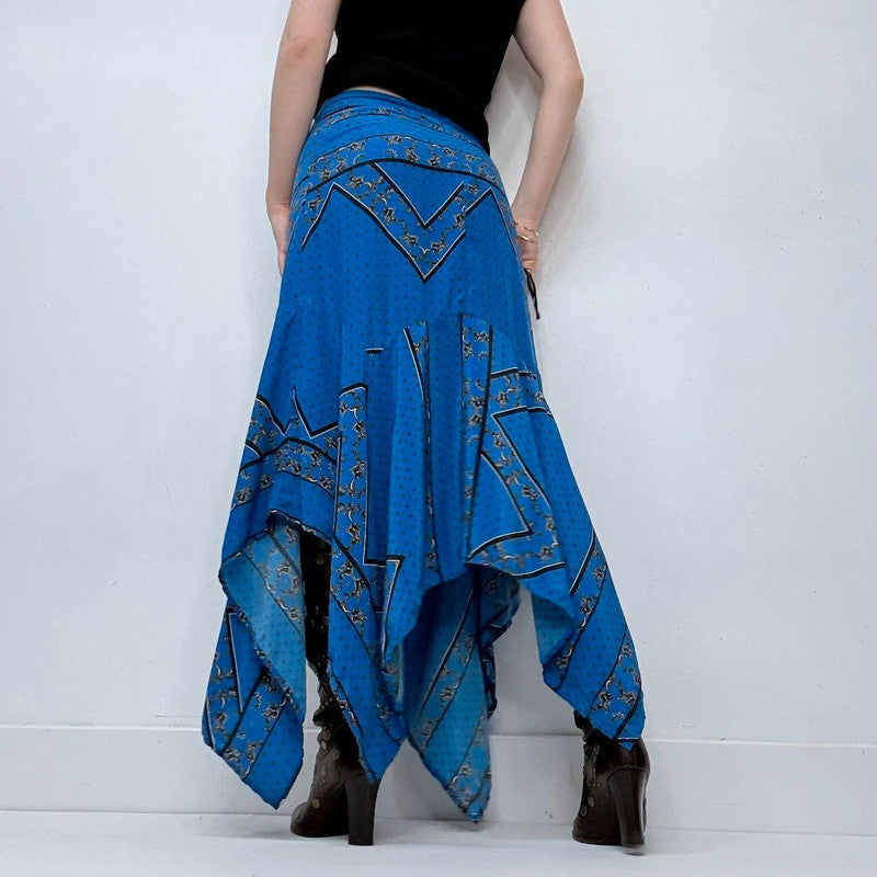 blue handkerchief Ganni silk skirt