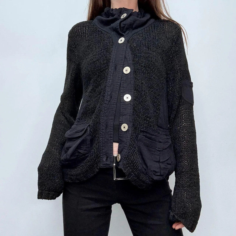 black knit slouchy cardiagn