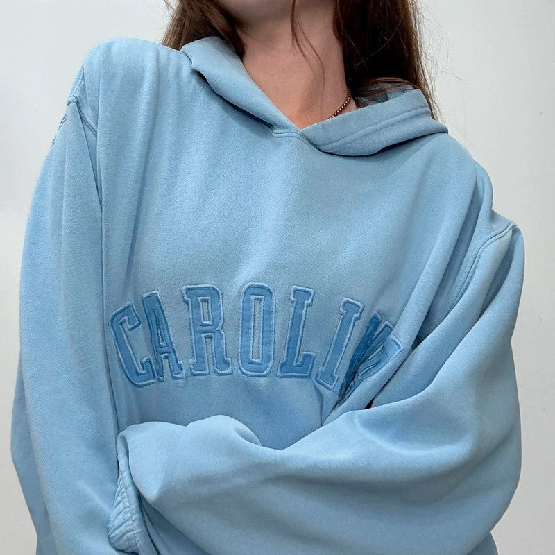oversized baby blue varsity hoodie