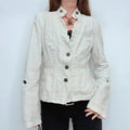 white linen fitted flared regency napoleonic jacket