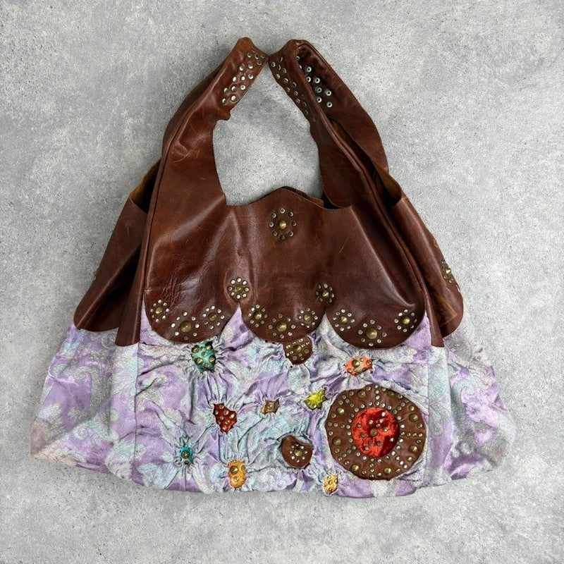 Boho patchwork studded hippy slouchy oversized bag
