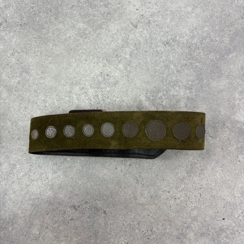 Khaki suede thick leather belt