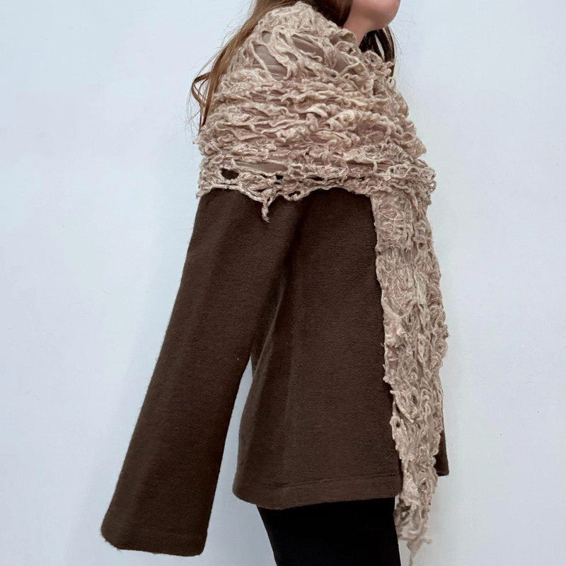 distressed flared wool cashe jumper