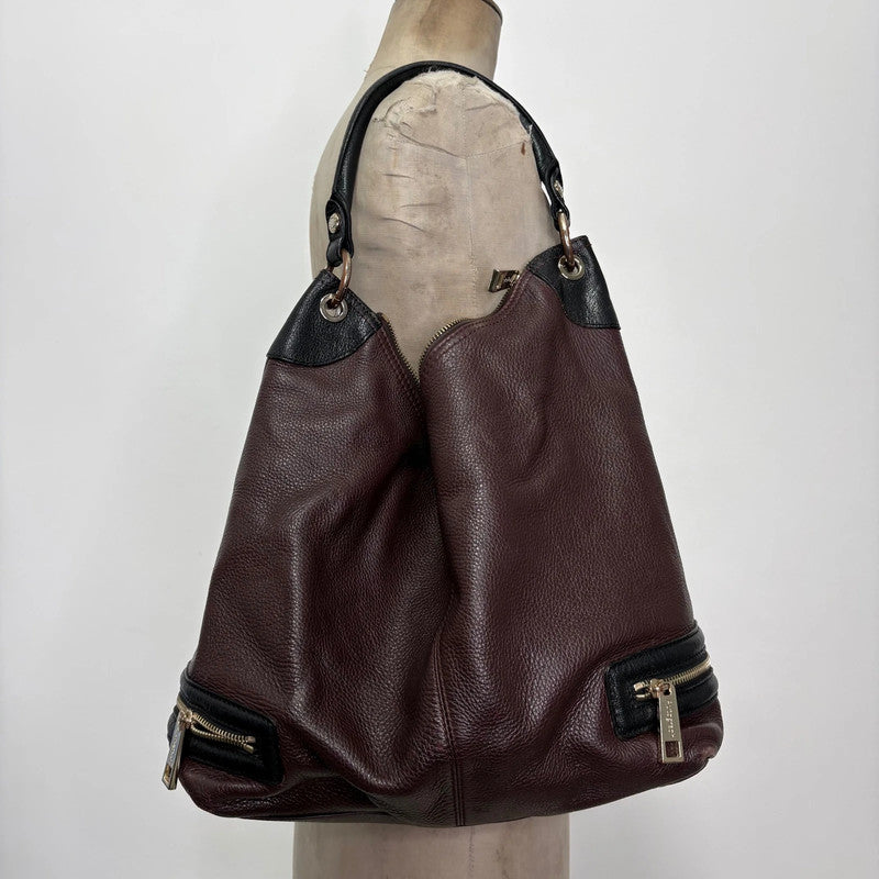 slouchy burgundy leather shoulder bag