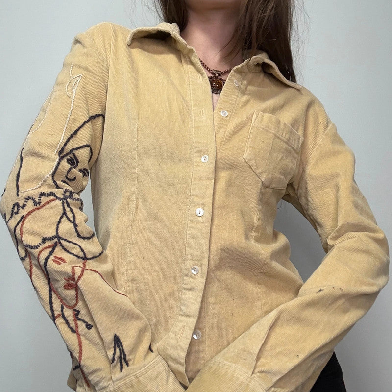 embroidered western corduroy shirt