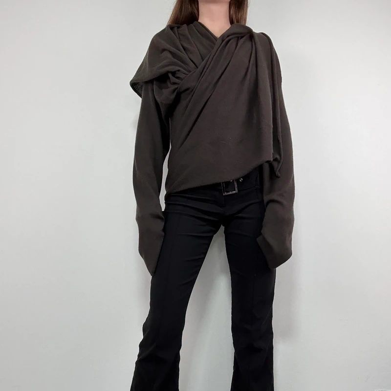 ultra slouchy asymmetric wrap cardigan