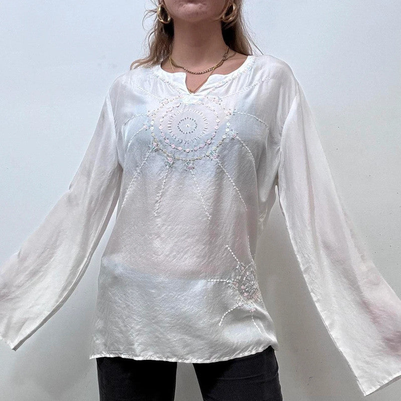 white floaty flared fairy shirt