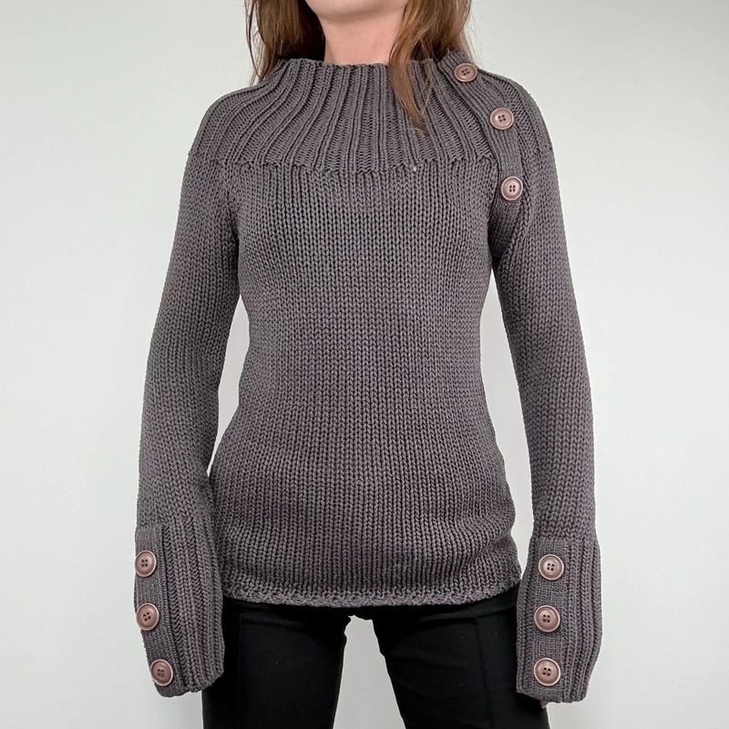 chunky knit ribbed funnel neck jumper