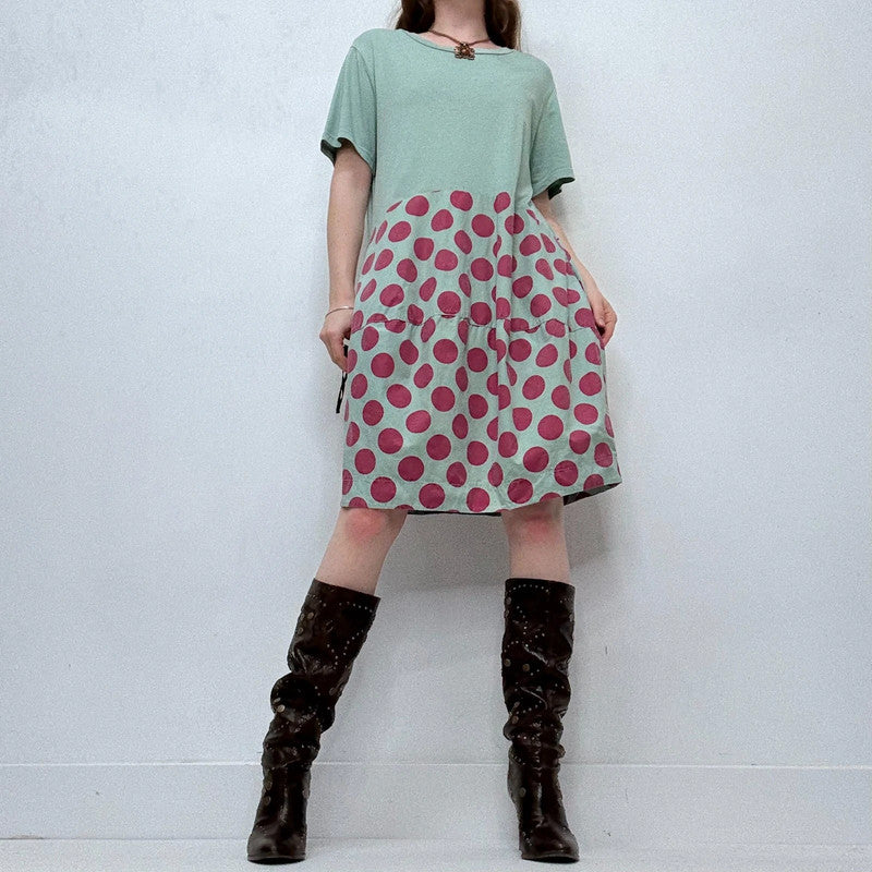 structured polka dot puff dress