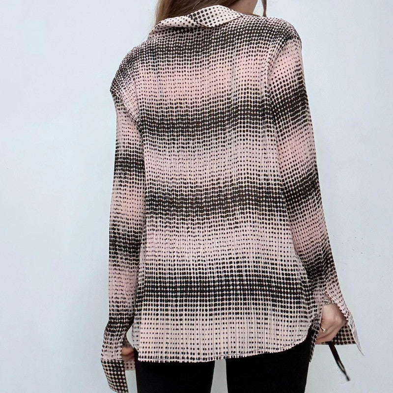 polka dot striped crinkle shirt