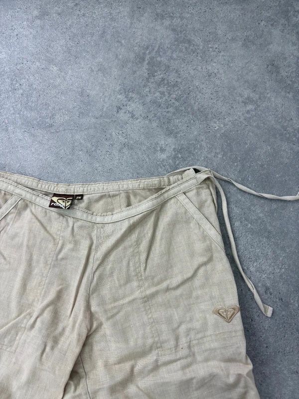 low rise tie waist linen flared trousers