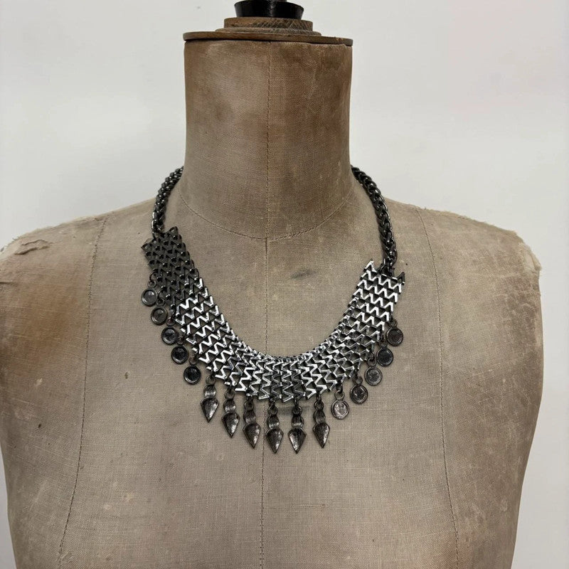chunky oversized dark silver necklace