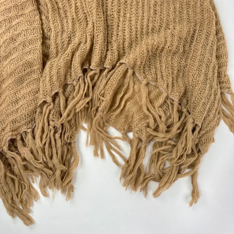 tan sheer knit crochet poncho
