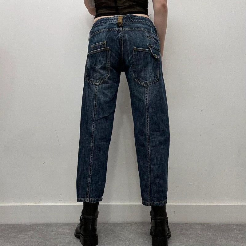 distressed denim cropped trousers