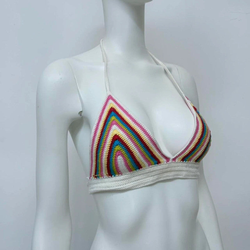 Rainbow crochet tie-up bralet